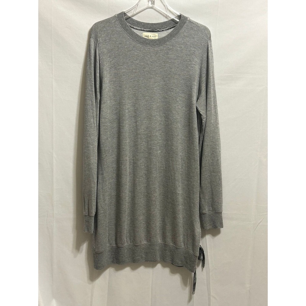 Cloth & Stone Womens Gray Long Sleeve Side Tie Tunic Dress Size Large